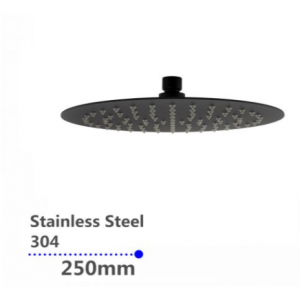 Round Matte Black Super-slim Shower Head 250